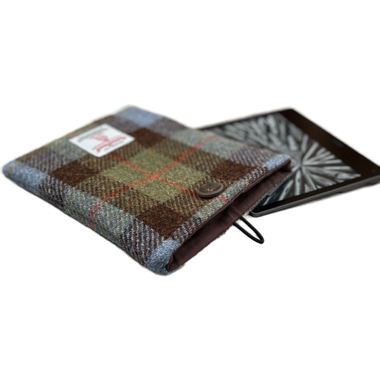 Harris Tweed Kindle Sleeve with loop closure. 30+ patterns to choose from