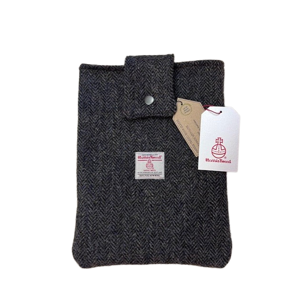 Harris Tweed book sleeve in Charcoal Blue Herringbone