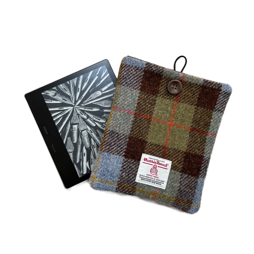 Harris Tweed Kindle Sleeve with loop closure.  30+ patterns to choose from
