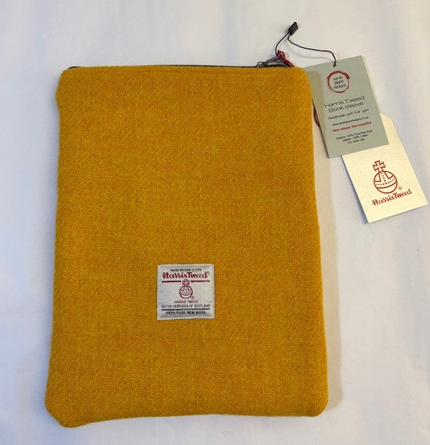 Yellow Harris Tweed Book Sleeve with zip closure