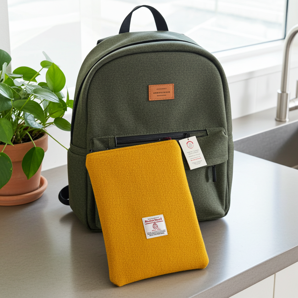 Yellow Harris Tweed Book Sleeve with zip closure