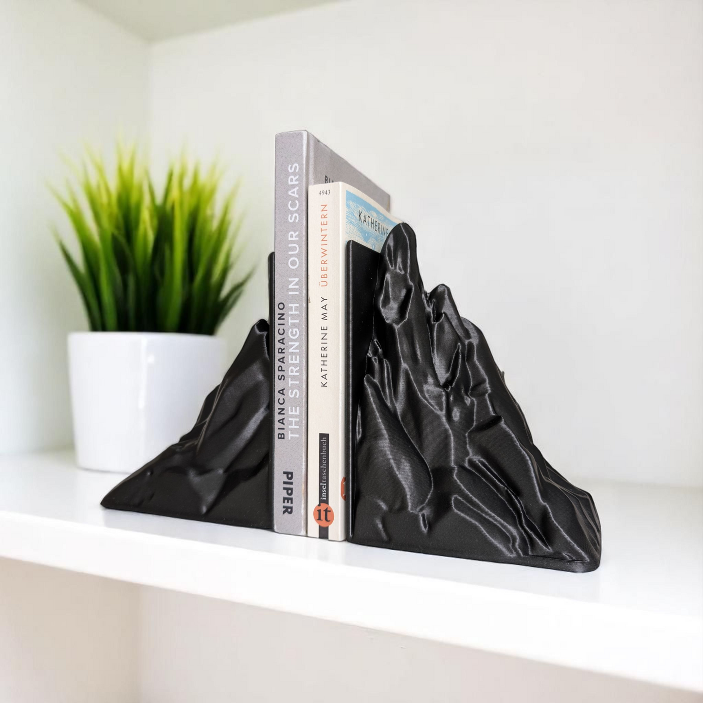 Minimalist Mountain Bookends | Modern 3D Printed Set