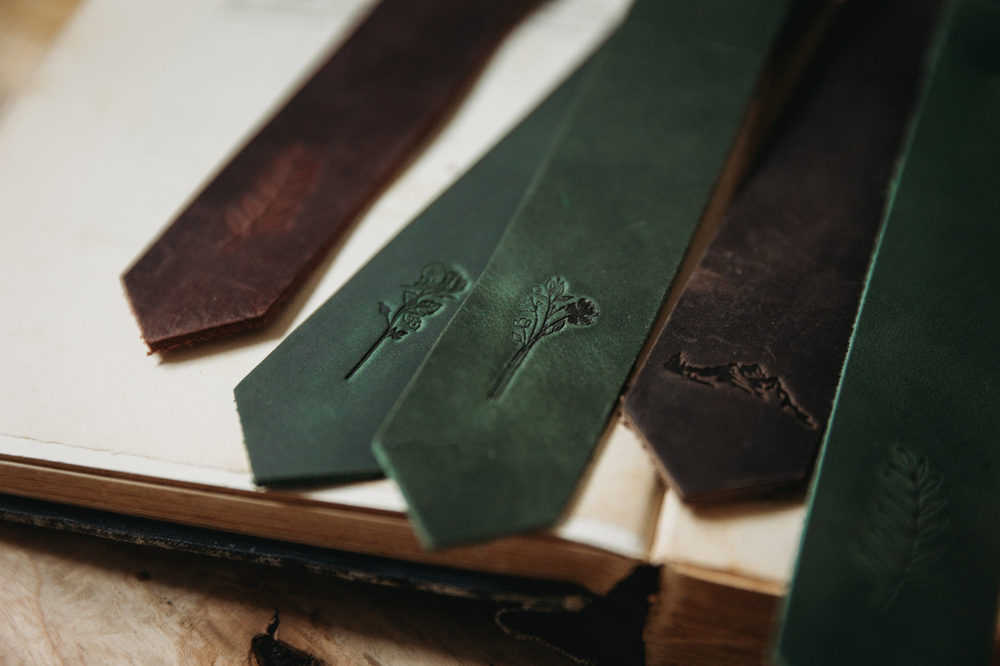 Leather bookmarks