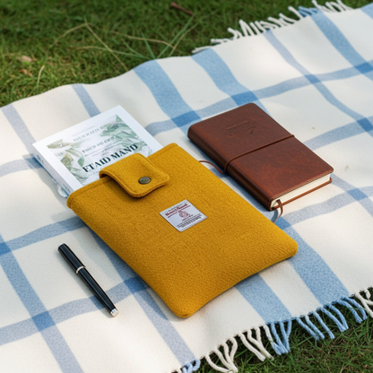 Harris Tweed book sleeve - Citrus Yellow