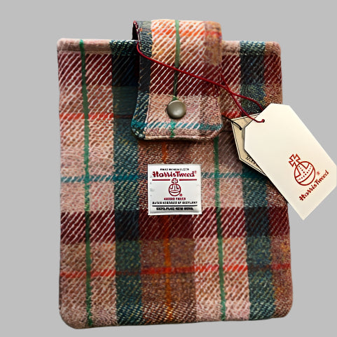 Salmon and Aqua Harris Tweed Book Sleeve