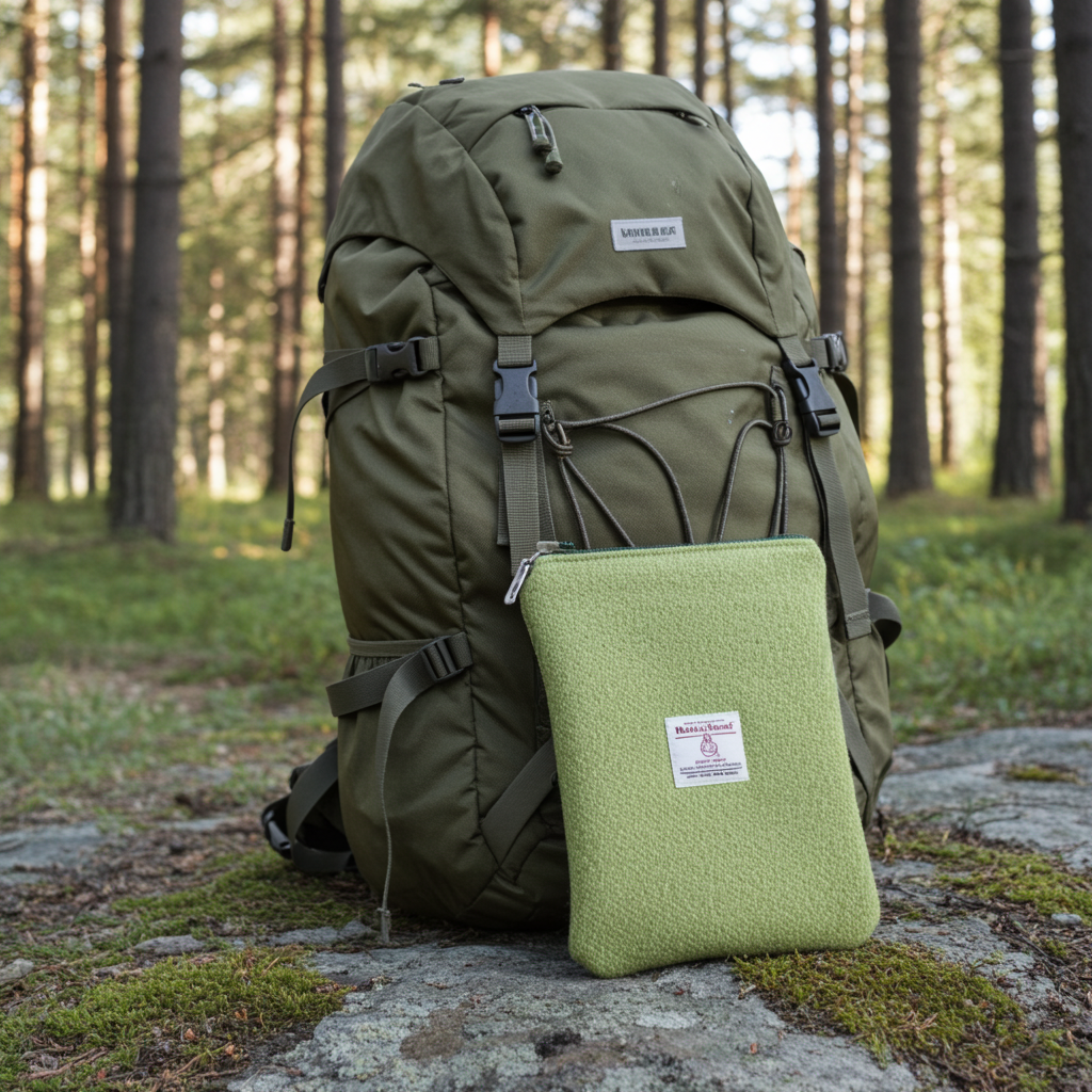 Light Green Harris Tweed Book Sleeve with zip closure