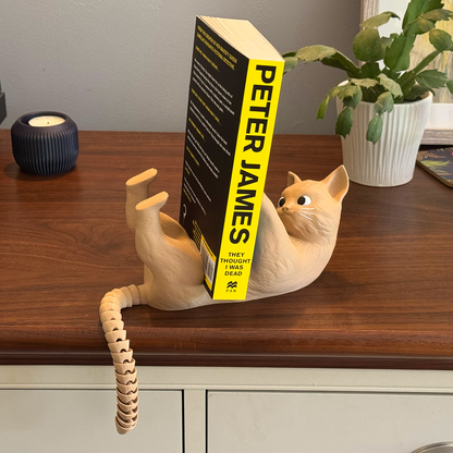 Purr-fect Reading Companion: Cat Book Display with Articulating Tail!