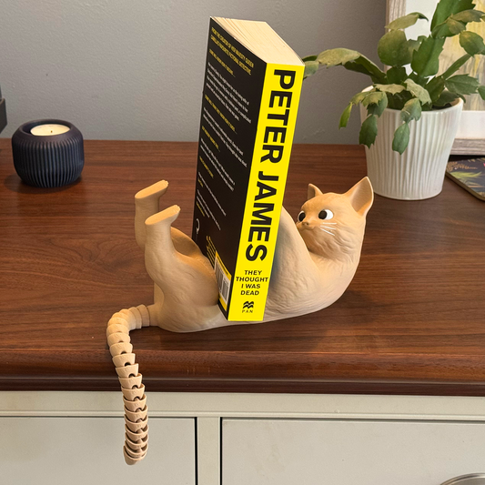 Purr-fect Reading Companion: Cat Book Display with Articulating Tail!