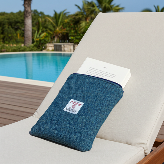 Green blend Harris Tweed Book Sleeve with zip closure