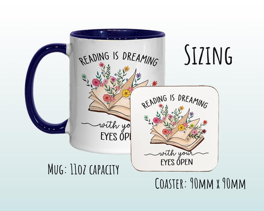 Gifts for Book Lovers Mug - Ceramic Coffee Tea Mug Gift for Fans of Books and Reading - Dreaming Design Secret Santa Gift for Her MG0928