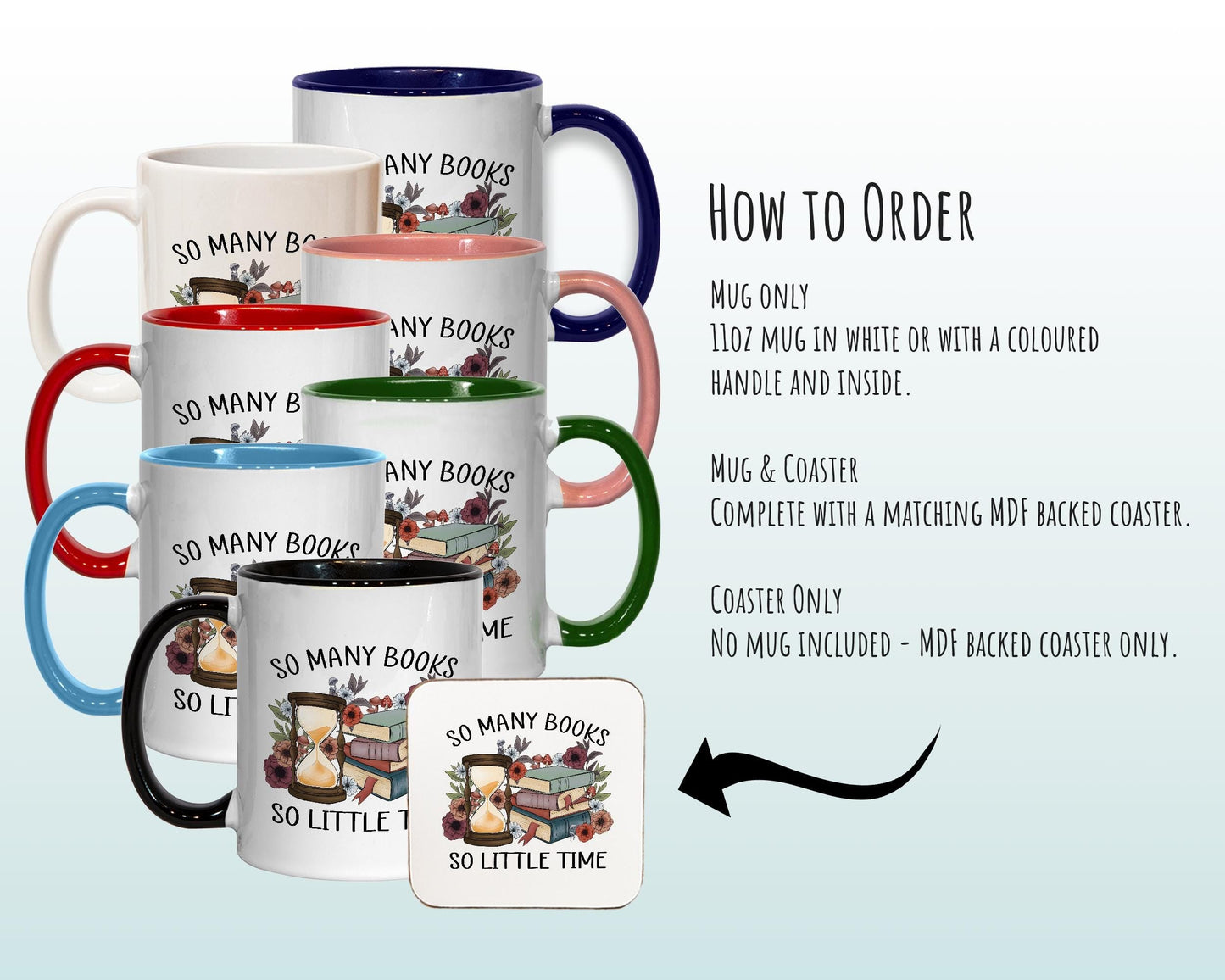 Gifts for Book Lovers Mug - Ceramic Coffee Tea Mug Gift for Fans of Books and Reading So Many Books Design Secret Santa Gift for Her MG0930