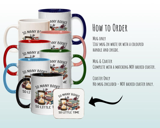 Gifts for Book Lovers Mug - Ceramic Coffee Tea Mug Gift for Fans of Books and Reading So Many Books Design Secret Santa Gift for Her MG0930