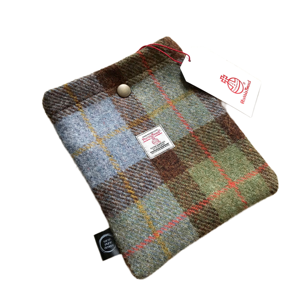 Harris Tweed Kindle Sleeve with snap fastener closure. 30+ patterns to choose from