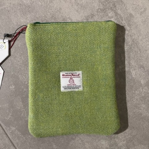 Light Green Harris Tweed Book Sleeve with zip closure