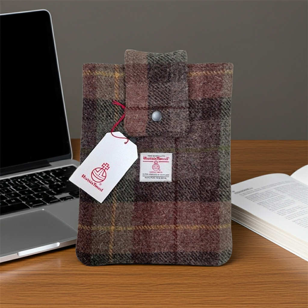 Harris Tweed book sleeve - Brown & Green check