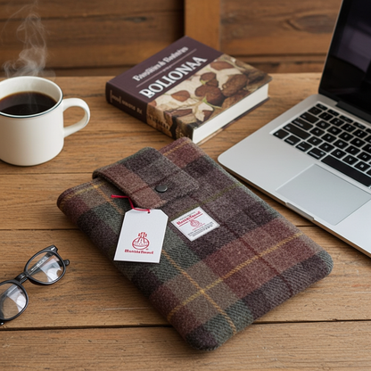 Harris Tweed book sleeve - Brown & Green check