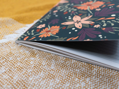 A5 Handmade Notebook with Autumnal Floral Design