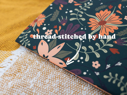 A5 Handmade Notebook with Autumnal Floral Design