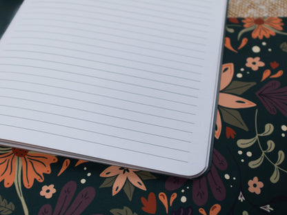 A5 Handmade Notebook with Autumnal Floral Design