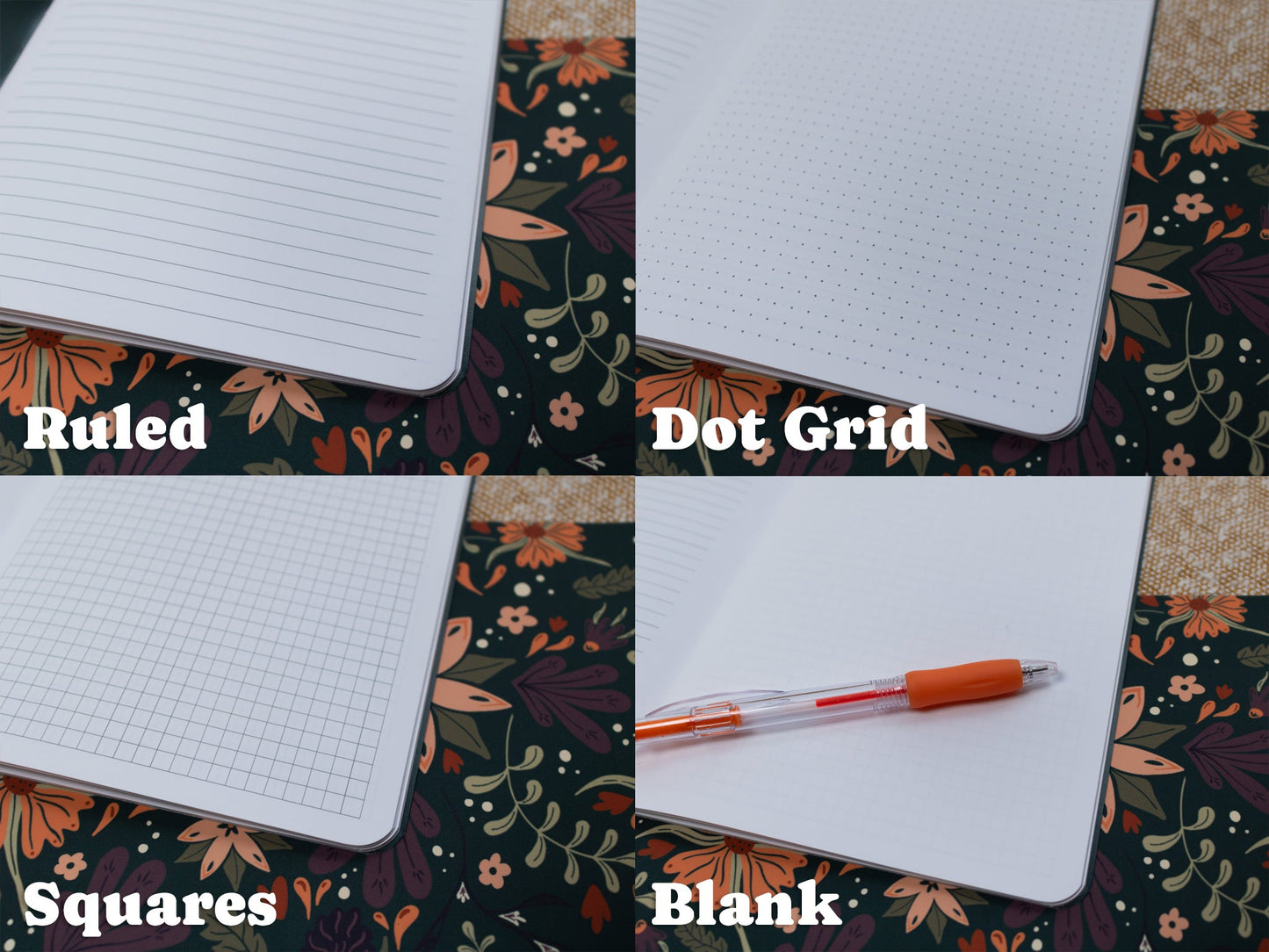 A5 Handmade Notebook with Autumnal Floral Design