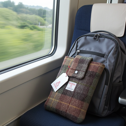 Harris Tweed book sleeve - Brown & Green check
