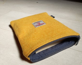 Yellow Harris Tweed Book Sleeve with zip closure